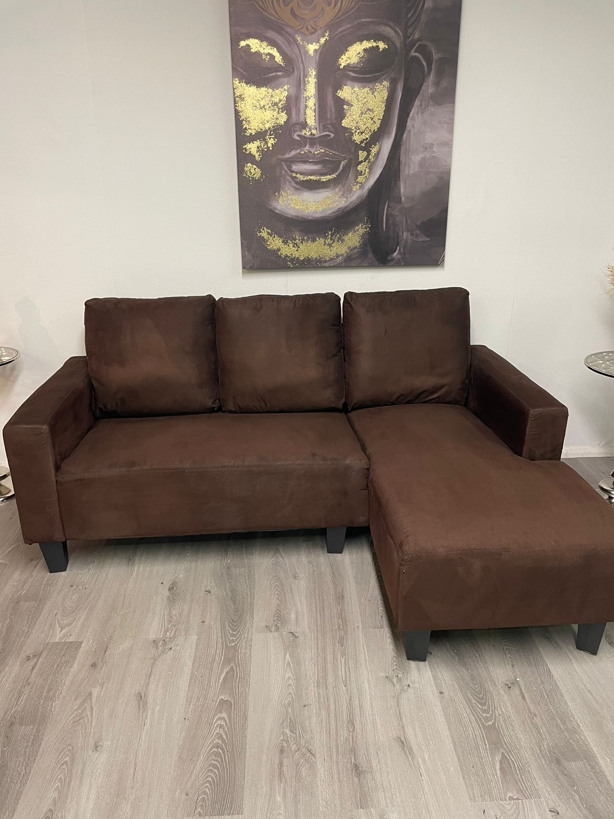 Brown velvet sectional sofa