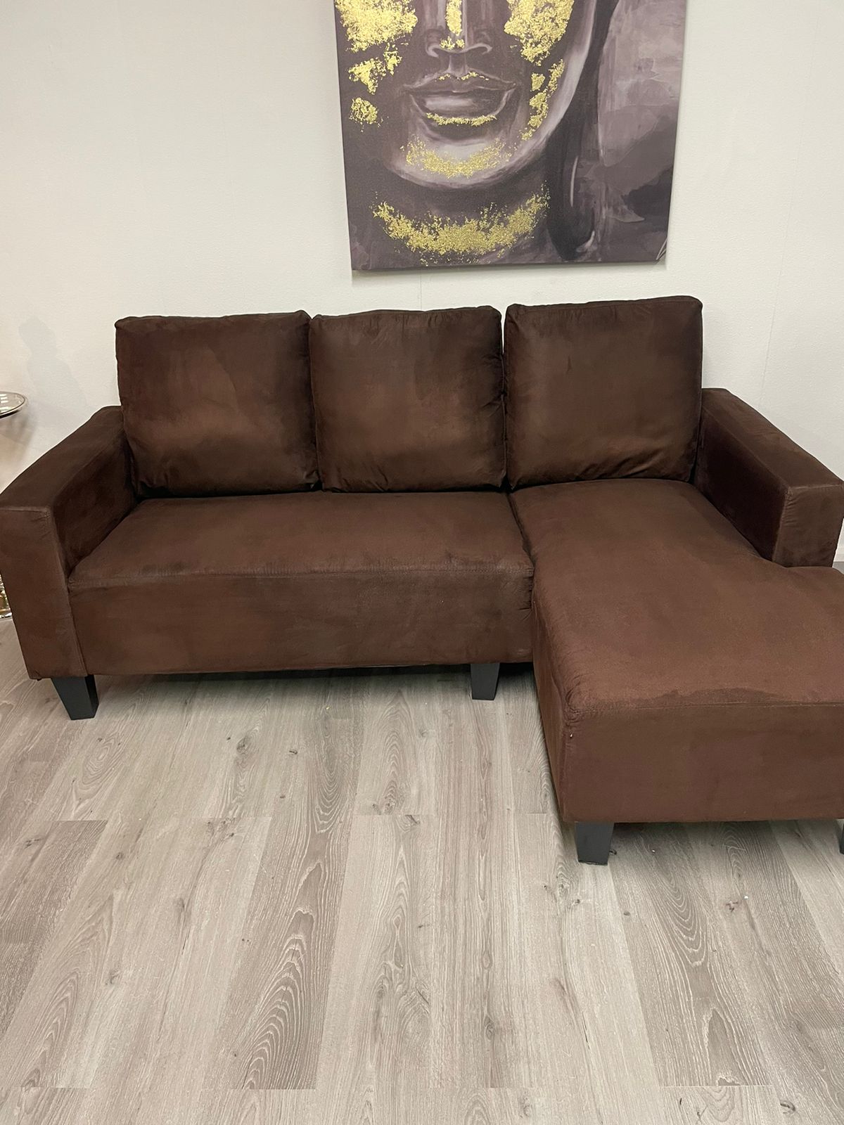 Brown velvet sectional sofa