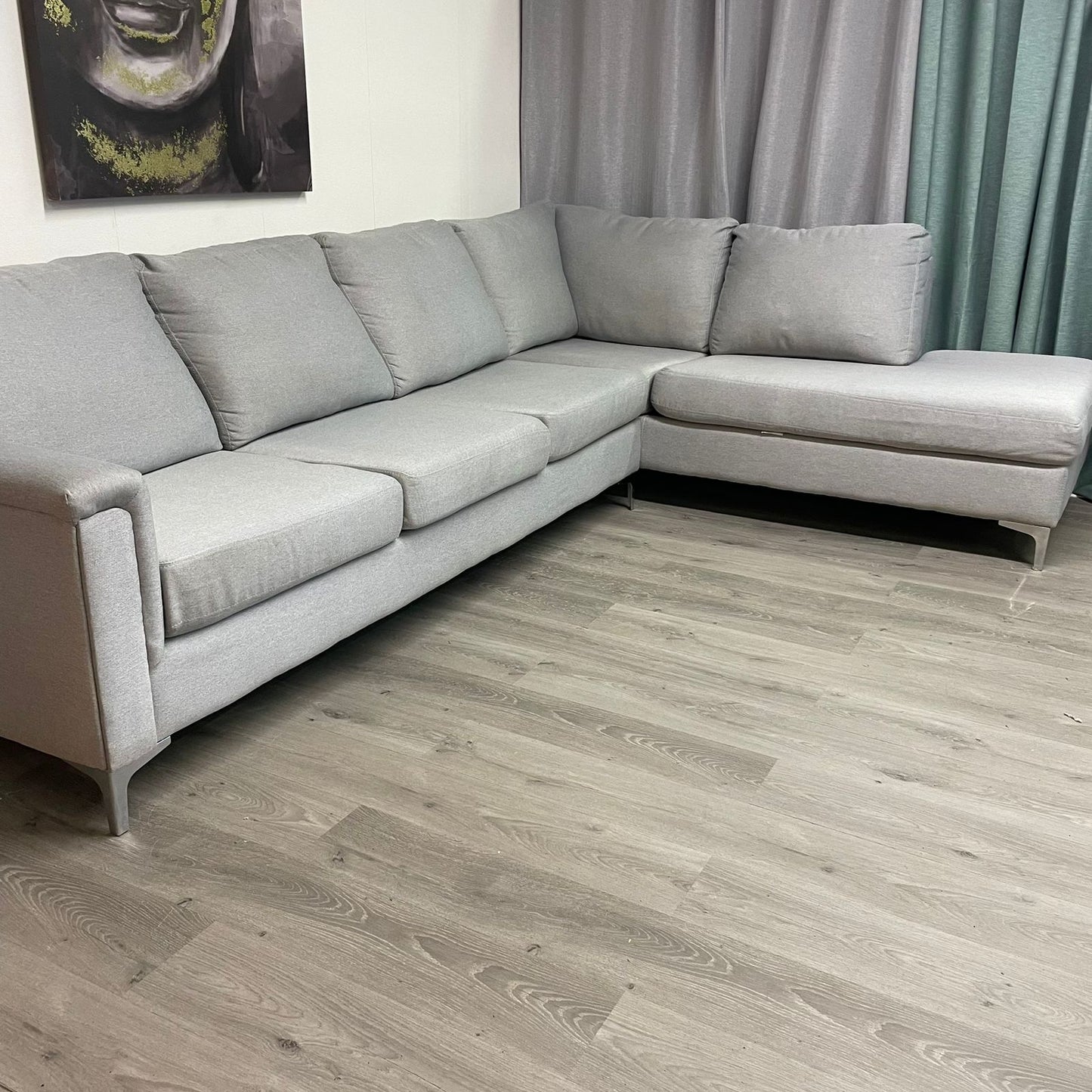 Canapé Sectionnel 5 Places en Tissu Gris - Fabriqué au Canada