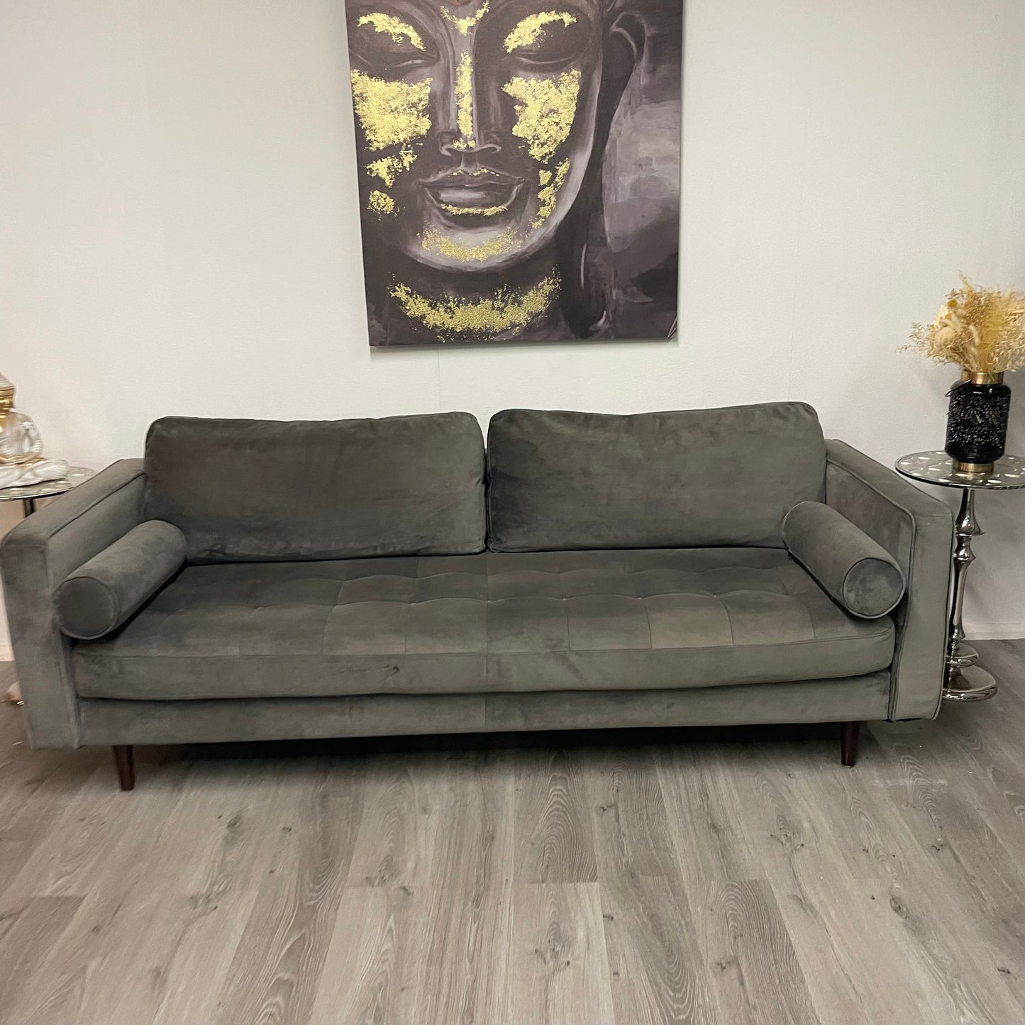 Gray velvet sofa sofa