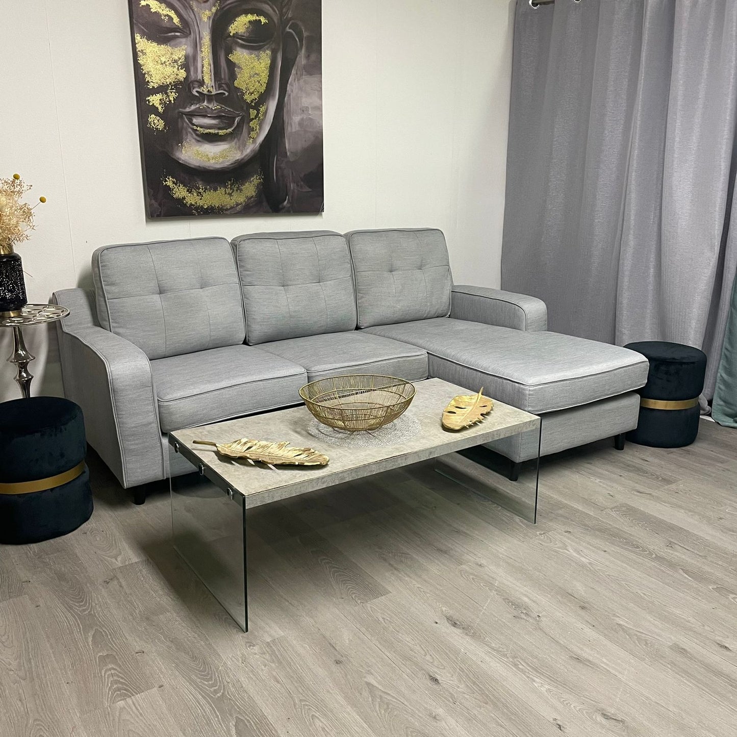 Sectionnel en Gris Jean Réversible Gauche-Droite