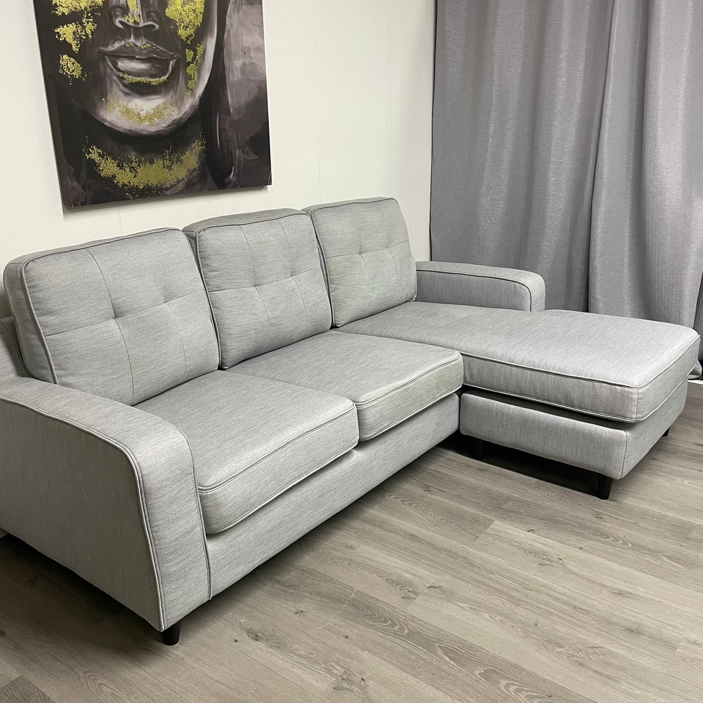 Sectionnel en Gris Jean Réversible Gauche-Droite