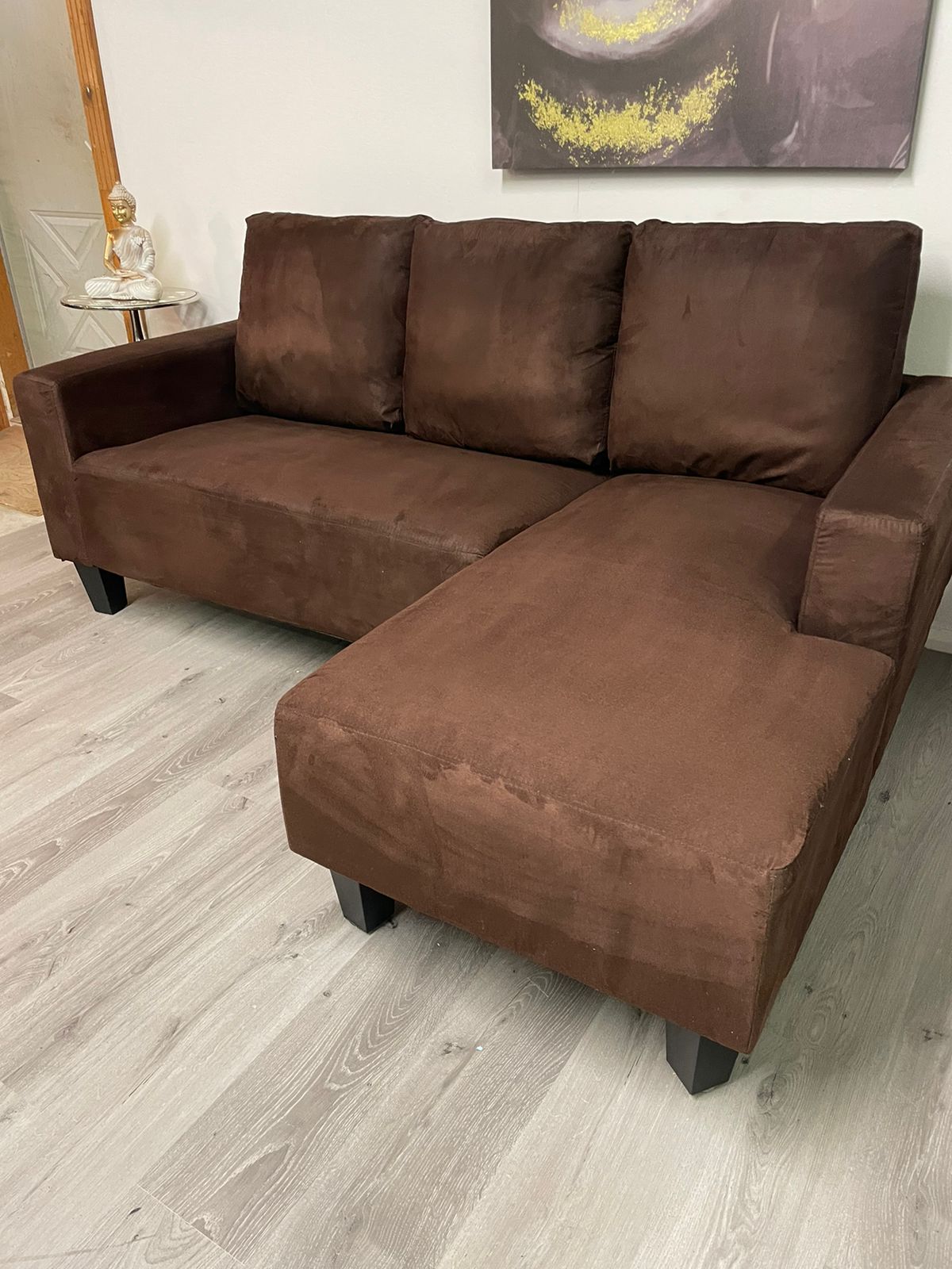 Brown velvet sectional sofa