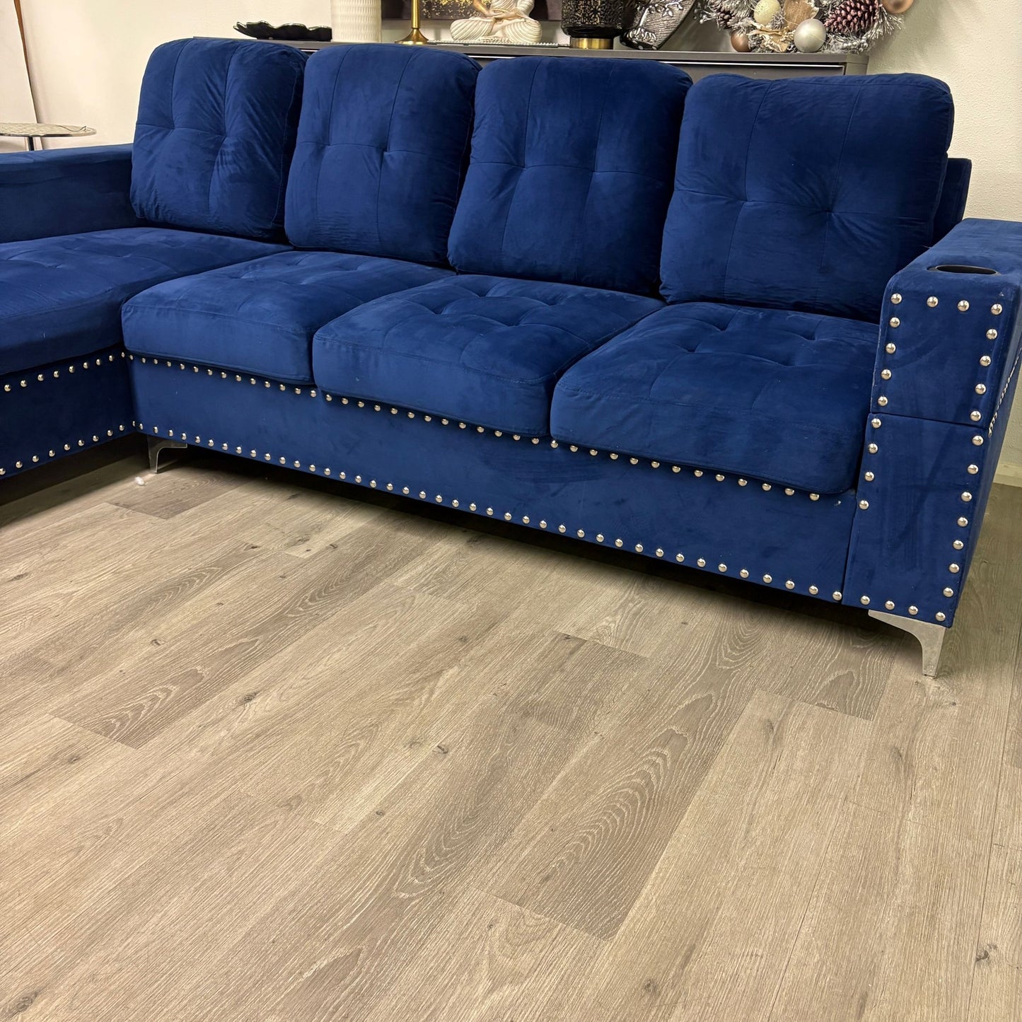 Canapé Sectionnel Bleu Royal avec Rangement