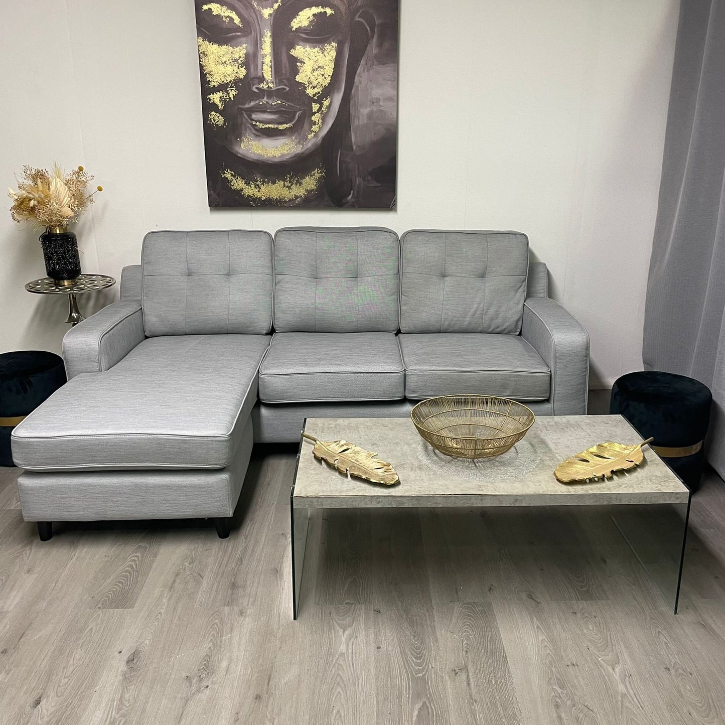 Sectionnel en Gris Jean Réversible Gauche-Droite