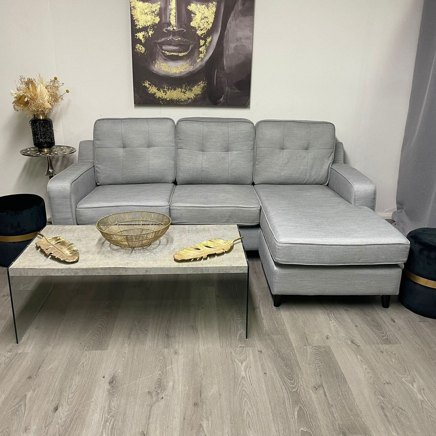 Sectionnel en Gris Jean Réversible Gauche-Droite