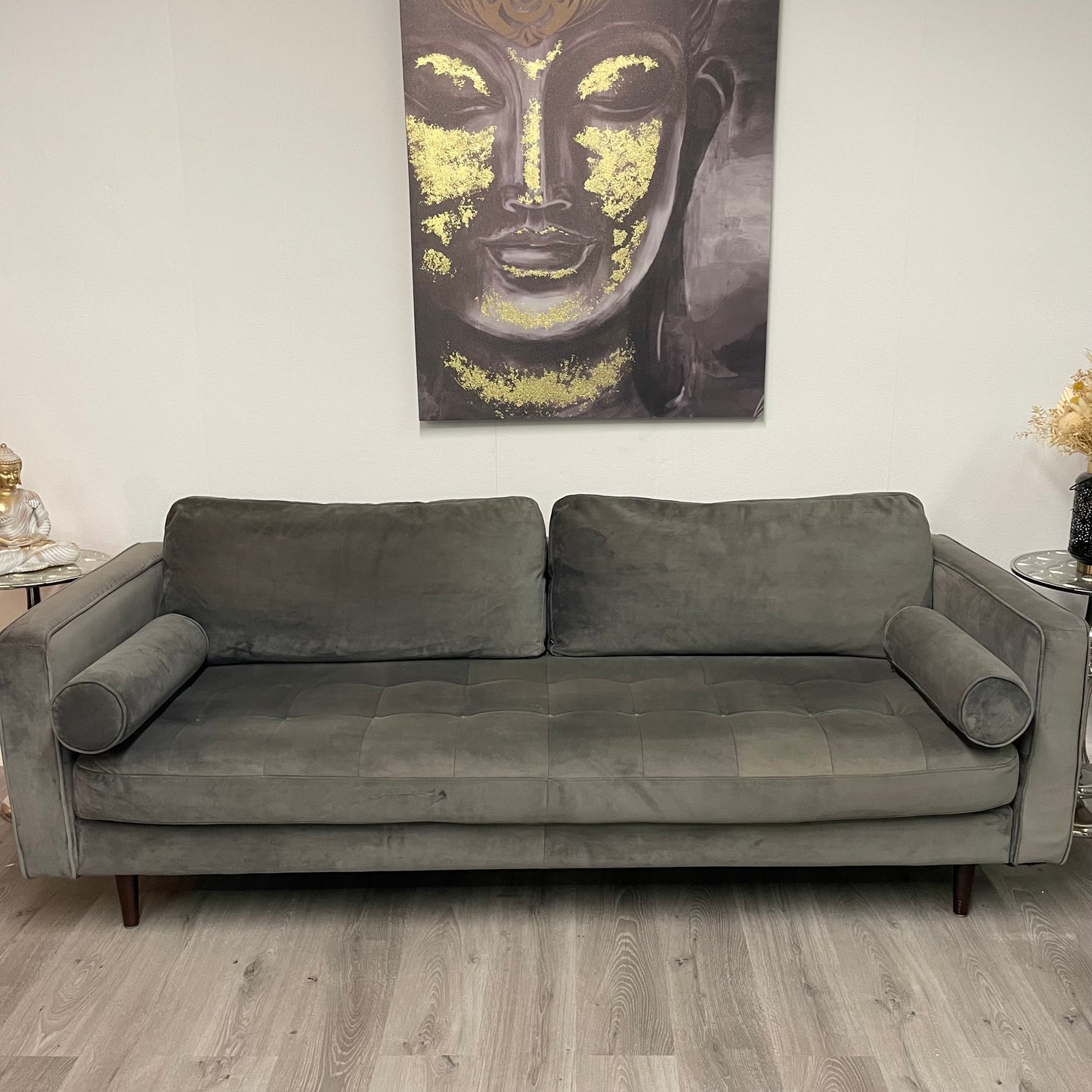 Gray velvet sofa sofa
