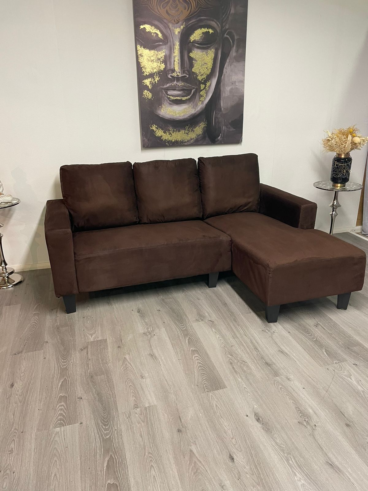 Brown velvet sectional sofa