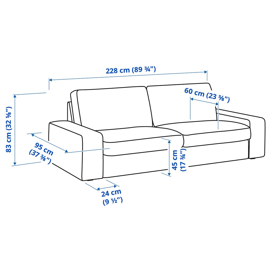 Canapé IKEA KIVIK 3 places + Pouf – Tissu Premium Gris Argenté (Édition Rare)