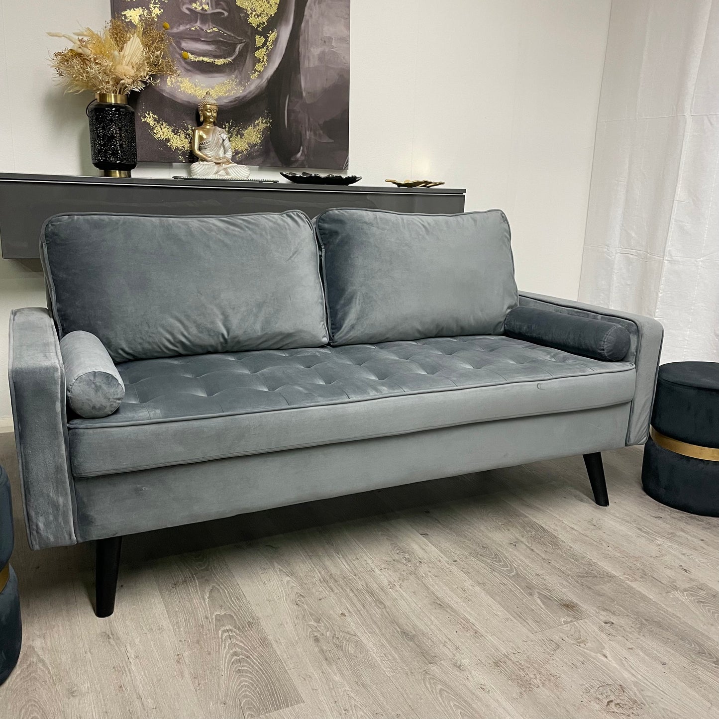Canapé gris en velour
