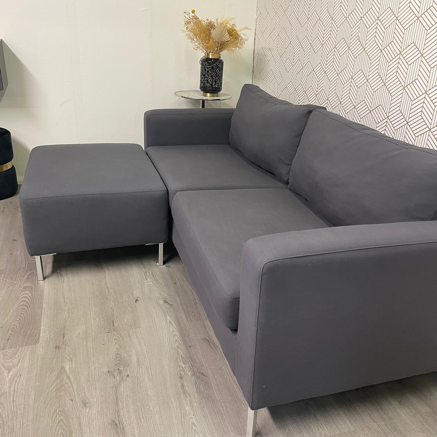 Canapé 3 places avec ottomane – Gris profond