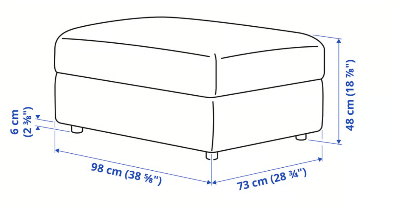 Canapé sectionnel Ikea Finnala bleu avec pouf