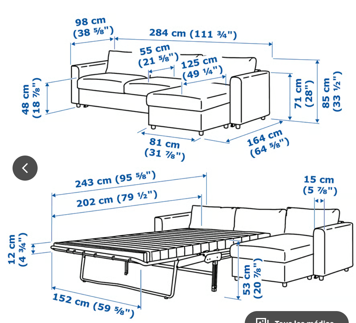 Canapé-lit 4 places avec rangement FINNALA d’IKEA