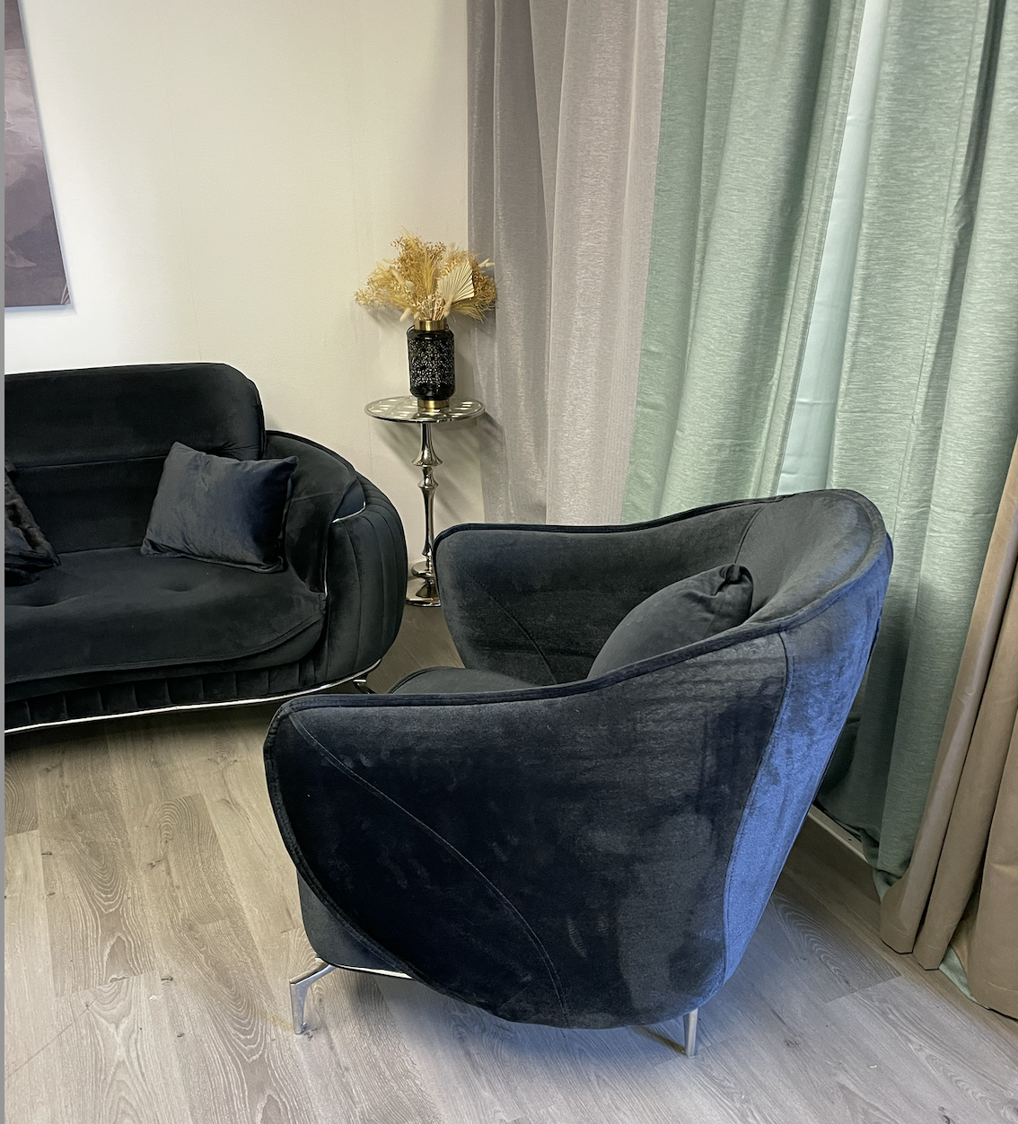 Ensemble de salon de luxe en velours noir