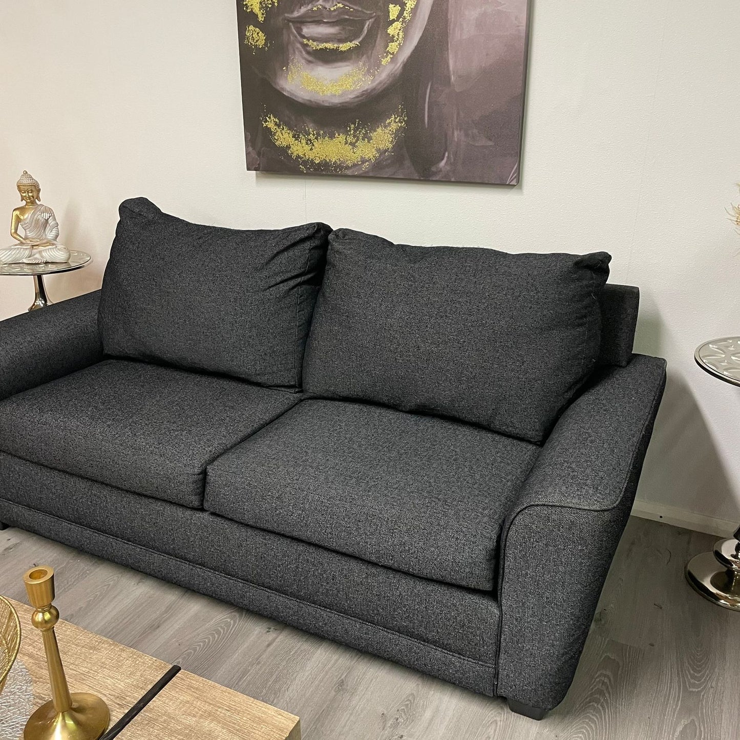 Canapé 2 Places en Tissu Gris Foncé