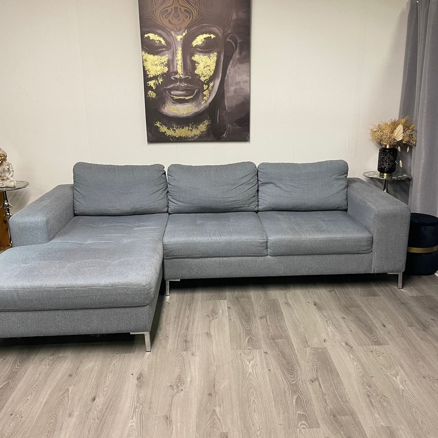 Elegant and Comfortable Grey Blue Sectional Sofa