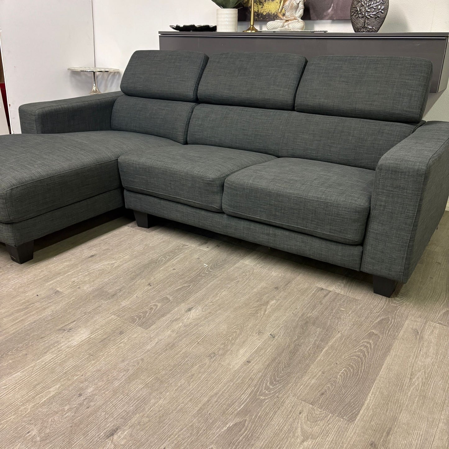 Canapé Sectionnel Gris avec Appuie-têtes Ajustables