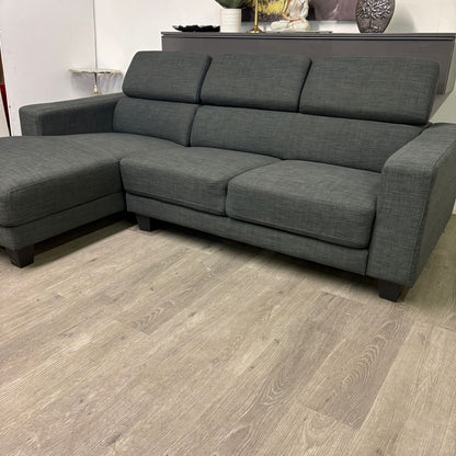 Canapé Sectionnel Gris avec Appuie-têtes Ajustables