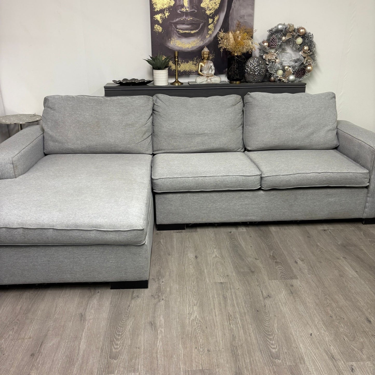 Canapé Sectionnel Gris avec Ottoman