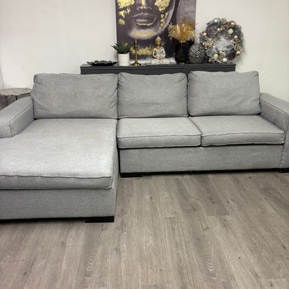 Canapé Sectionnel Gris avec Ottoman