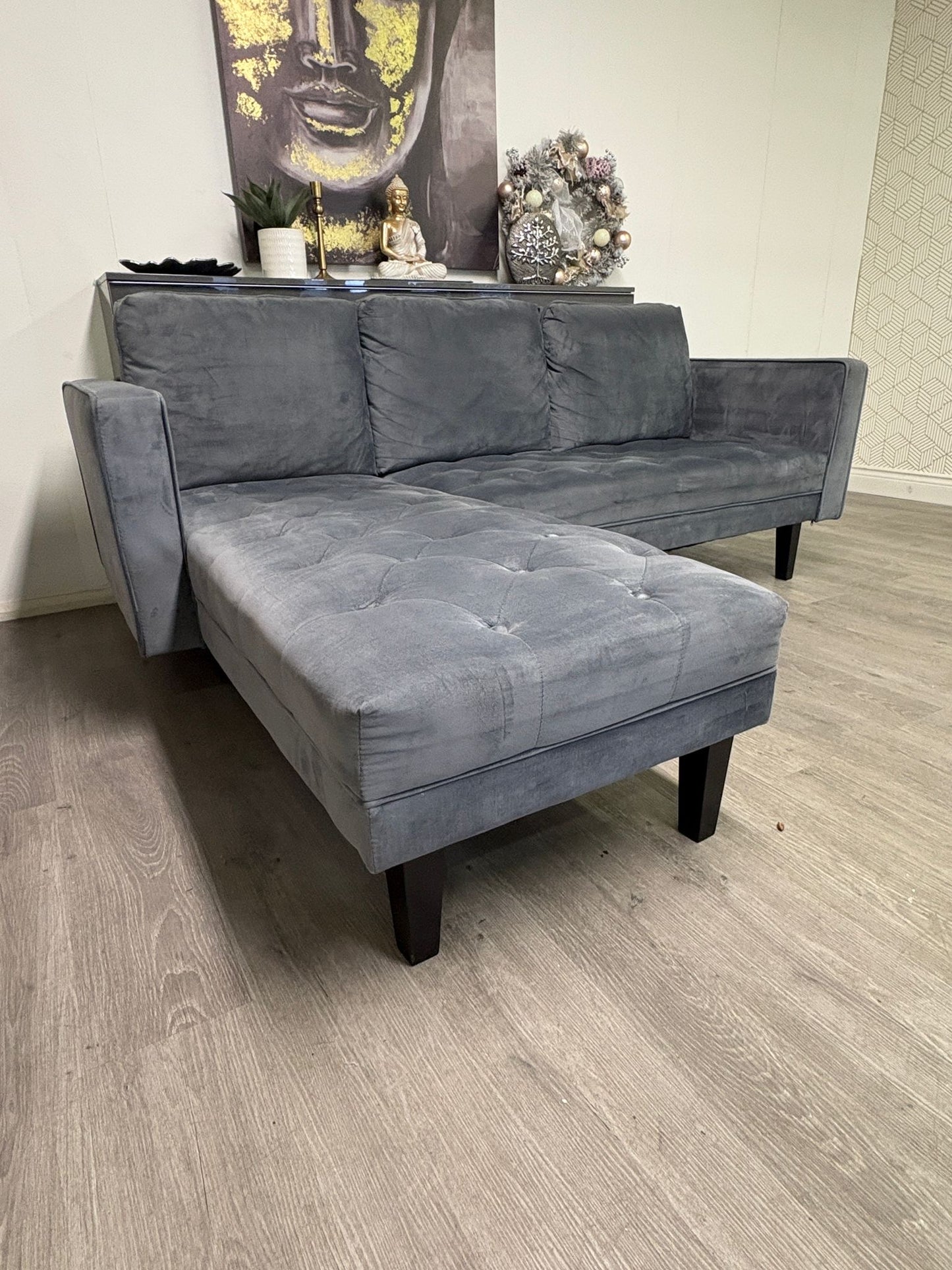 Canapé Sectionnel en Velours Gris