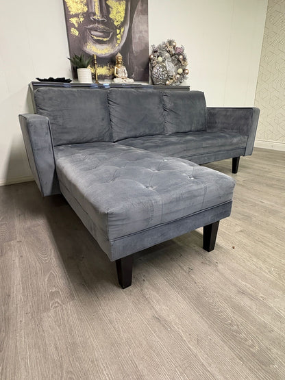 Canapé Sectionnel en Velours Gris