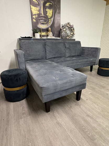 Canapé Sectionnel en Velours Gris