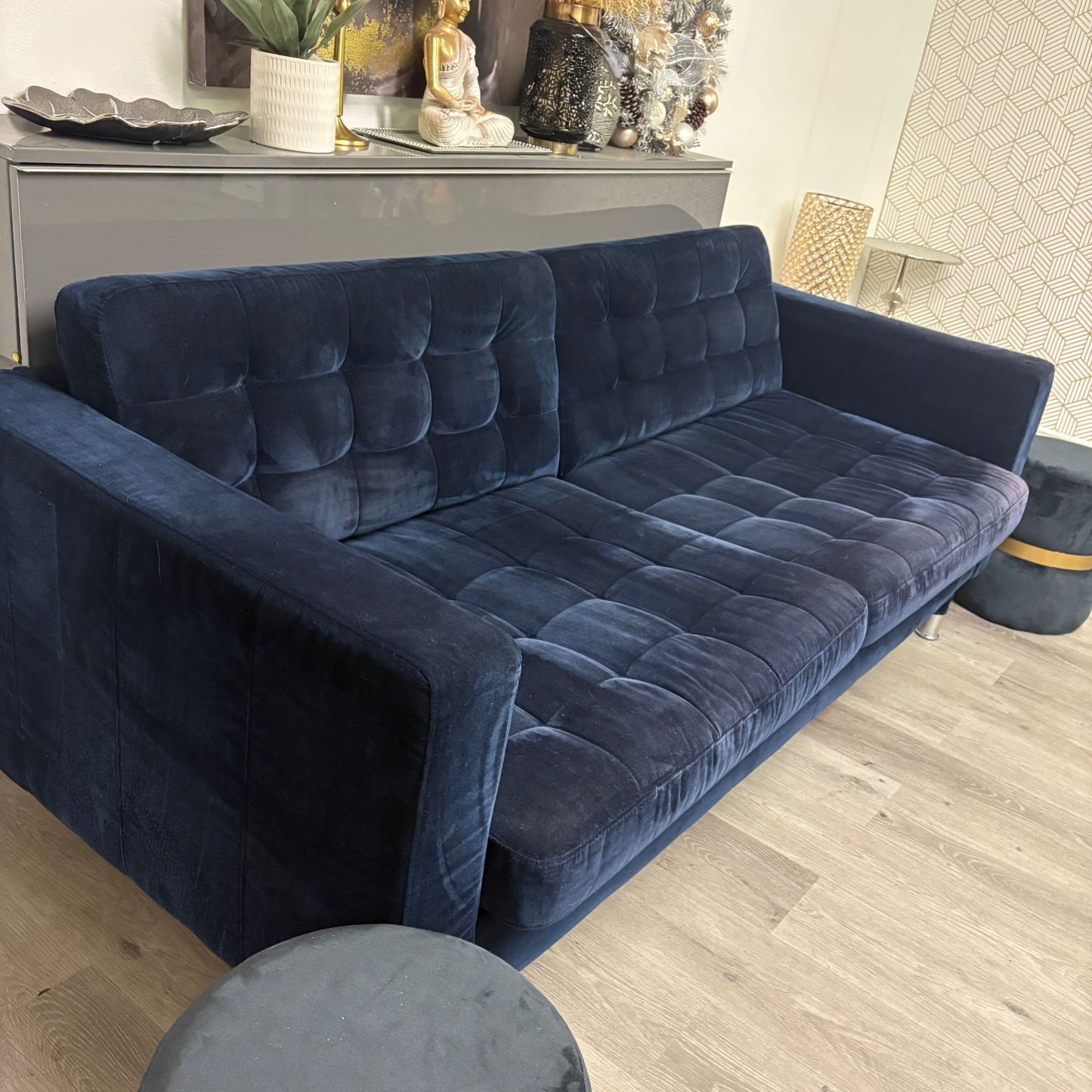 Canapé Trois Places IKEA MORABO Djuparp  en Tissu Bleu Foncé