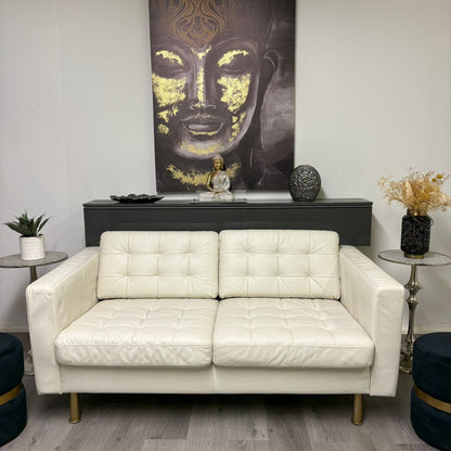 Canapé Morabo deux places en cuir beige