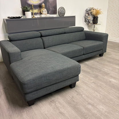 Canapé Sectionnel Gris avec Appuie-têtes Ajustables