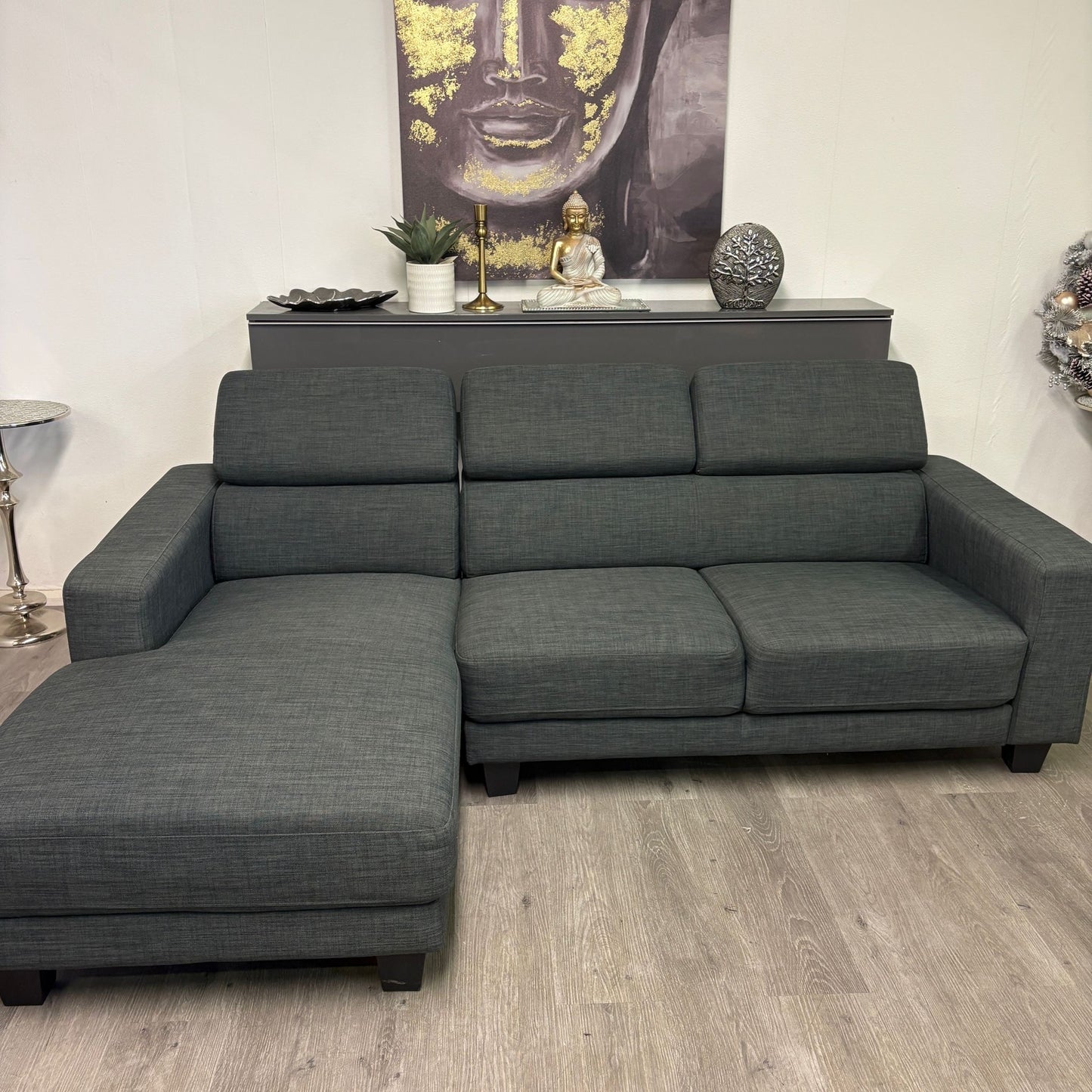 Canapé Sectionnel Gris avec Appuie-têtes Ajustables