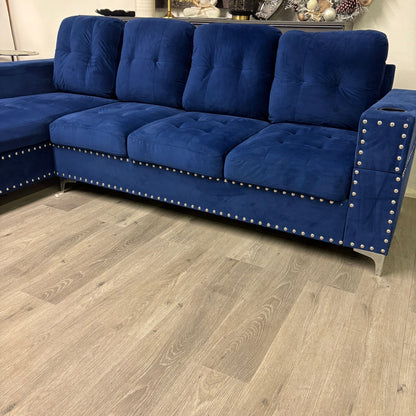 Canapé Sectionnel Bleu Royal avec Rangement