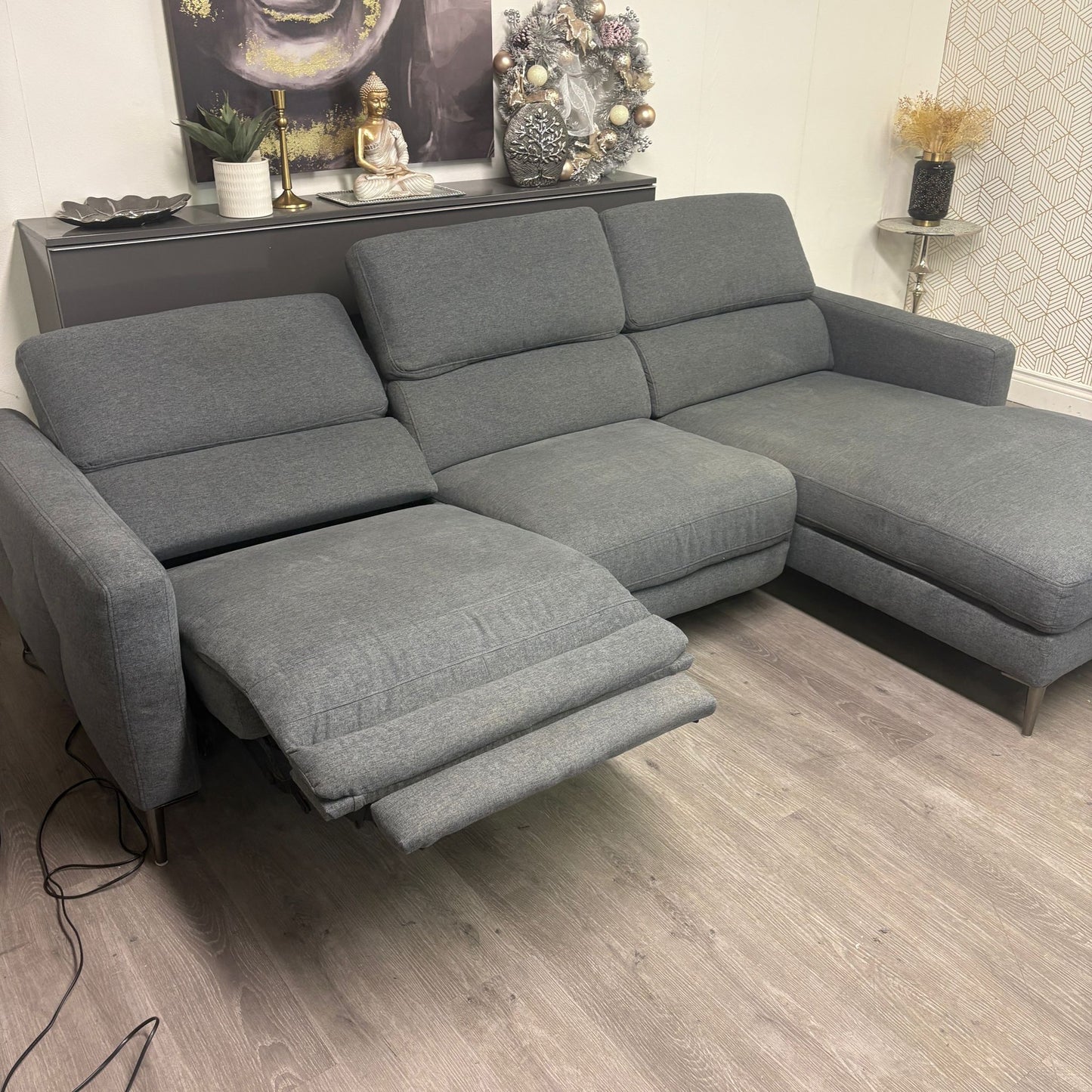 Canapé Sectionnel Inclinable Électrique Gris avec Appuis-tête Ajustables