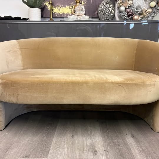 Ensemble de 2 canapés design courbé – velours beige doré
