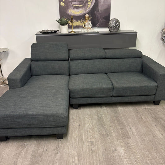 Canapé Sectionnel Gris avec Appuie-têtes Ajustables