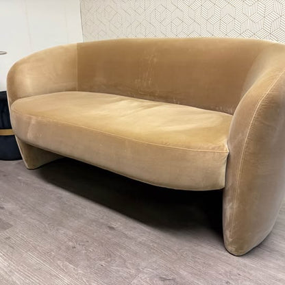 Ensemble de 2 canapés design courbé – velours beige doré