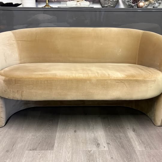 Ensemble de 2 canapés design courbé – velours beige doré