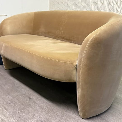 Ensemble de 2 canapés design courbé – velours beige doré