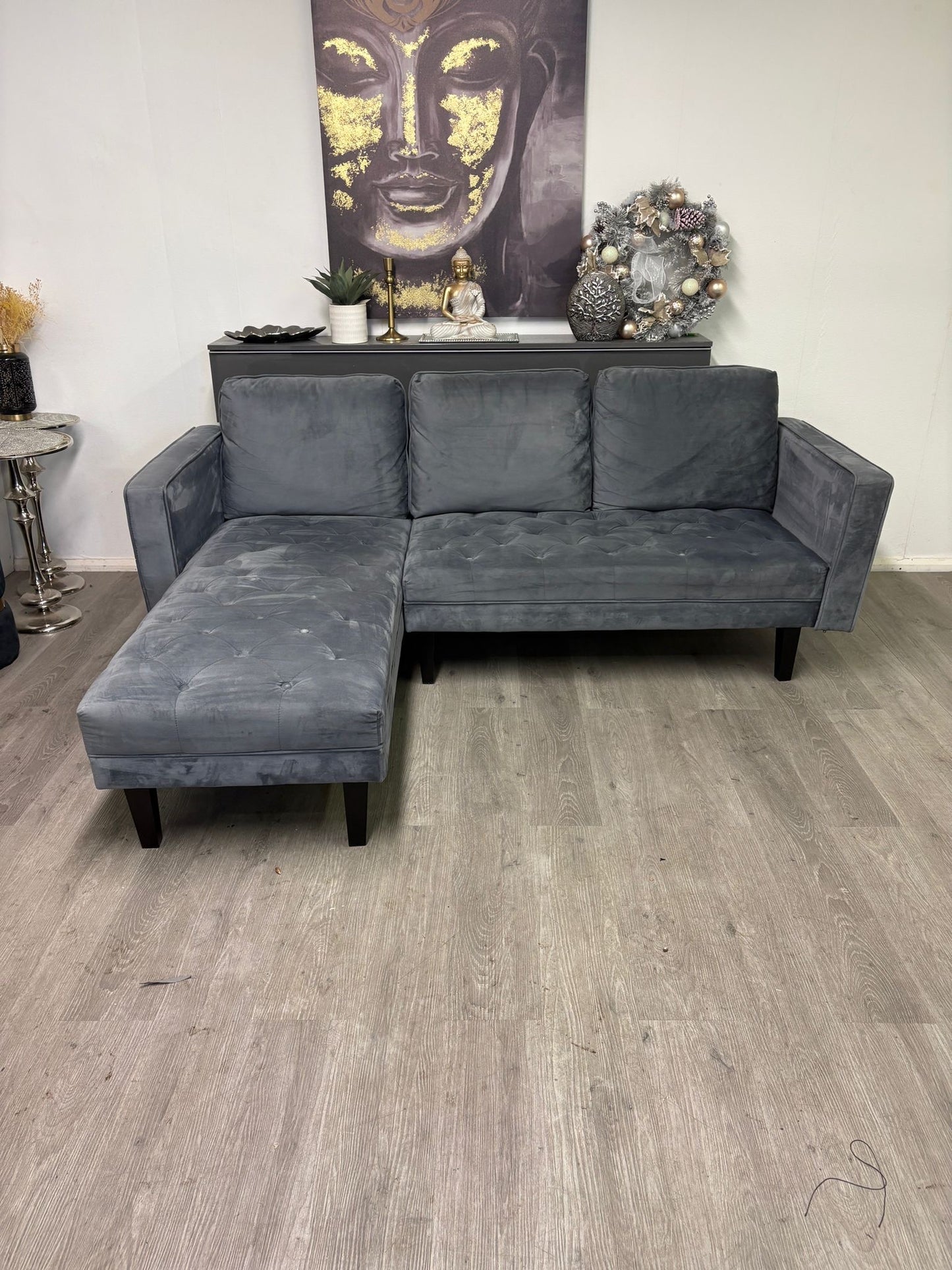Canapé Sectionnel en Velours Gris