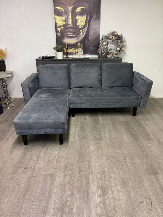 Canapé Sectionnel en Velours Gris