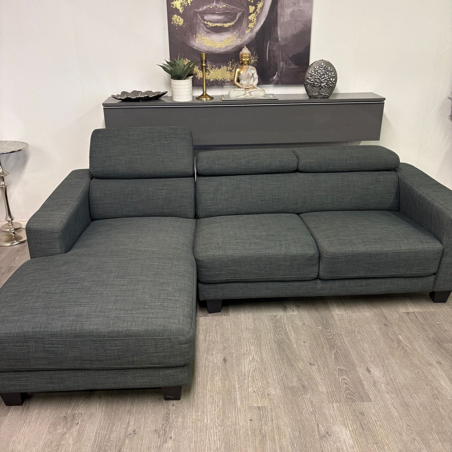 Canapé Sectionnel Gris avec Appuie-têtes Ajustables
