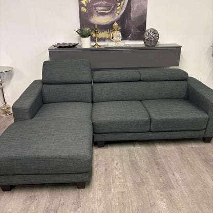 Canapé Sectionnel Gris avec Appuie-têtes Ajustables