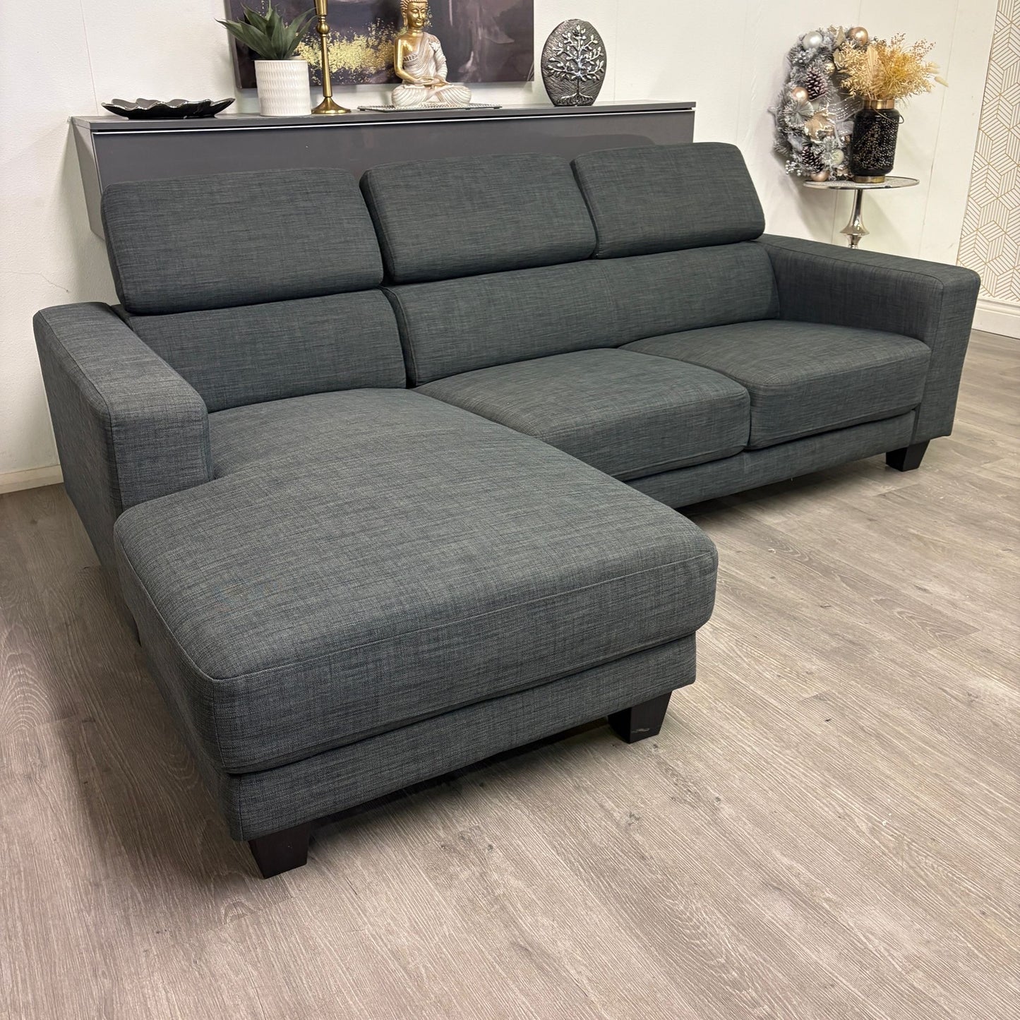 Canapé Sectionnel Gris avec Appuie-têtes Ajustables