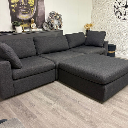 Canapé Modulaire en Tissu Gris Foncé