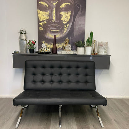 Canapé 2 places en cuir noir ( BARCELONA CHAIR)