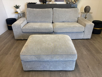 Canapé IKEA KIVIK 3 places + Pouf – Tissu Premium Gris Argenté (Édition Rare)