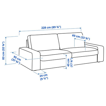 Canapé IKEA KIVIK 3 places + Pouf – Tissu Premium Gris Argenté (Édition Rare)