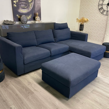 Canapé sectionnel Ikea Finnala bleu avec pouf