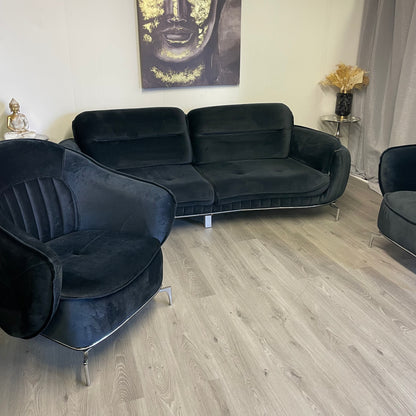 Luxury Black Velvet Living Room Set