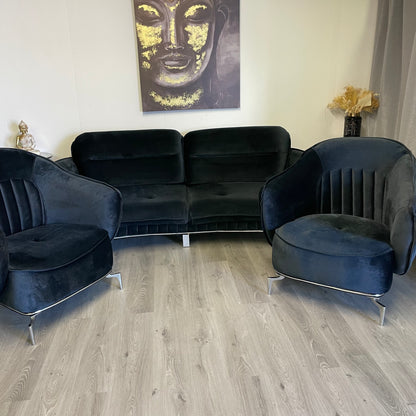 Luxury Black Velvet Living Room Set